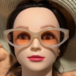 Chic Cream Sunglasses with Orange Lenses